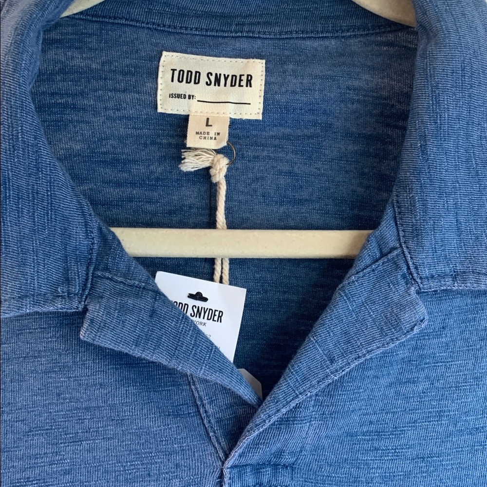 Todd Snyder Polo Shirt Men's L Blue Short Sleeve Top Quiet Luxury Casual - Picture 2 of 7